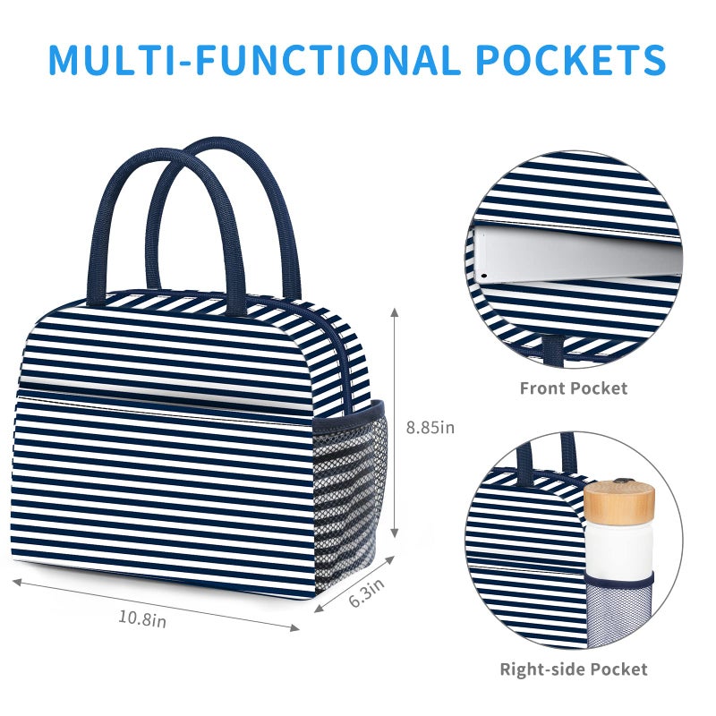 Dalinda Lunch Bag Women  Lunch Box For Women Men Reusable Insulated Lunch Tote Bag  Handbags Case High Capacity For Travel Work Picnic  Navy Blue2 - Image 5