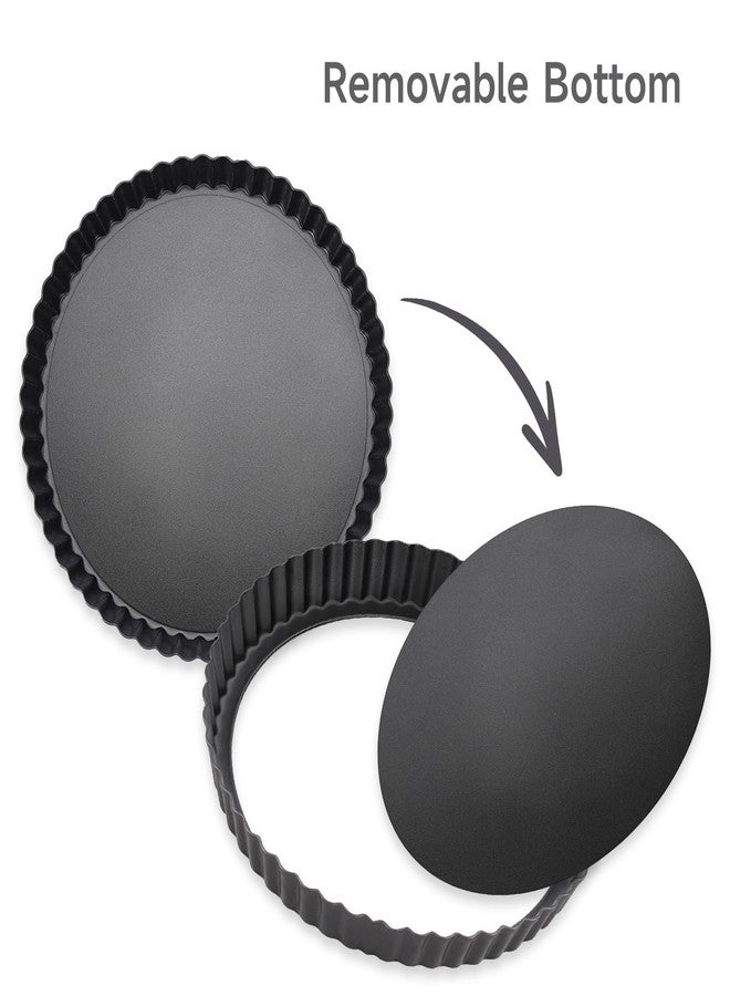 Maclia Tart Pan Removable Bottom - 9 Inch Non-Stick Carbon Steel Pie Pan for Baking Tarts, Pies, Quiches, Brownies, Quiche Baking Dish with Fluted Edges, Fruit Tart Mold - Image 3
