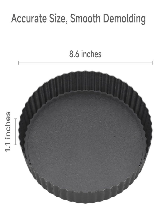 Maclia Tart Pan Removable Bottom - 9 Inch Non-Stick Carbon Steel Pie Pan for Baking Tarts, Pies, Quiches, Brownies, Quiche Baking Dish with Fluted Edges, Fruit Tart Mold - Image 2