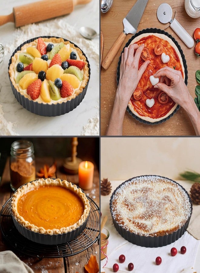 Maclia Tart Pan Removable Bottom - 9 Inch Non-Stick Carbon Steel Pie Pan for Baking Tarts, Pies, Quiches, Brownies, Quiche Baking Dish with Fluted Edges, Fruit Tart Mold - Image 5