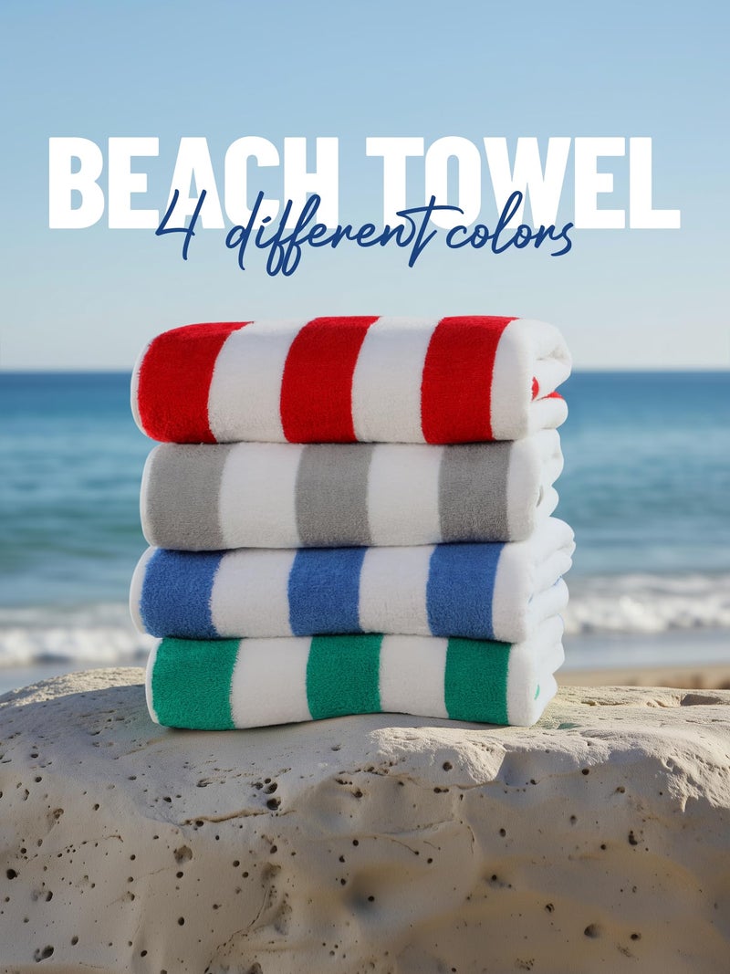 Utopia Towels 4 Pack Cabana Stripe Beach Towel, 30 by 60 Inches, Oversized 100% Ringspun Cotton Pool Towels, Highly Absorbent Bath Towels for Beach - Image 2