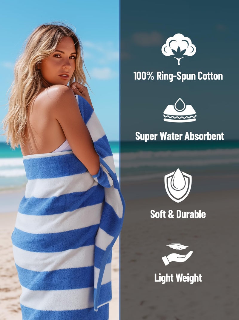 Utopia Towels 4 Pack Cabana Stripe Beach Towel, 30 by 60 Inches, Oversized 100% Ringspun Cotton Pool Towels, Highly Absorbent Bath Towels for Beach - Image 5
