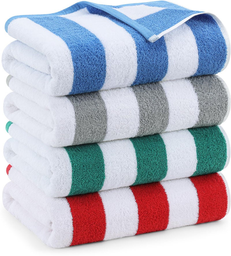 Utopia Towels 4 Pack Cabana Stripe Beach Towel, 30 by 60 Inches, Oversized 100% Ringspun Cotton Pool Towels, Highly Absorbent Bath Towels for Beach - Image 1