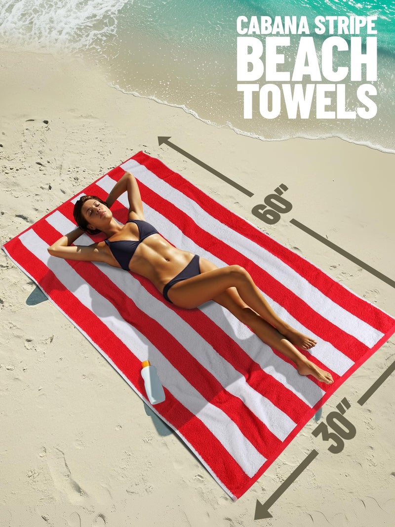 Utopia Towels 4 Pack Cabana Stripe Beach Towel, 30 by 60 Inches, Oversized 100% Ringspun Cotton Pool Towels, Highly Absorbent Bath Towels for Beach - Image 3