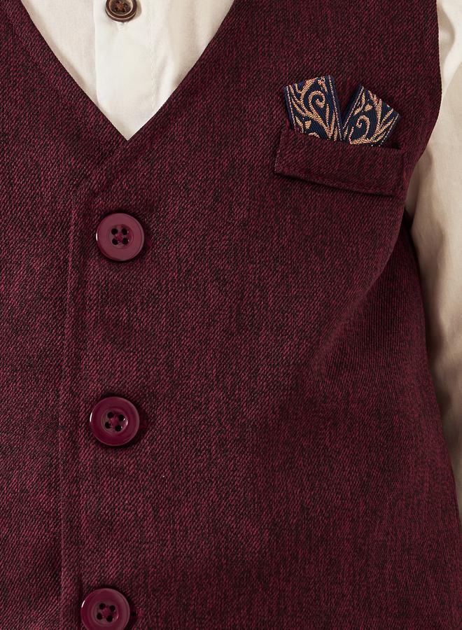 Styli Boys Shirt With Waistcoat And Trousers With Bow Set - Image 5