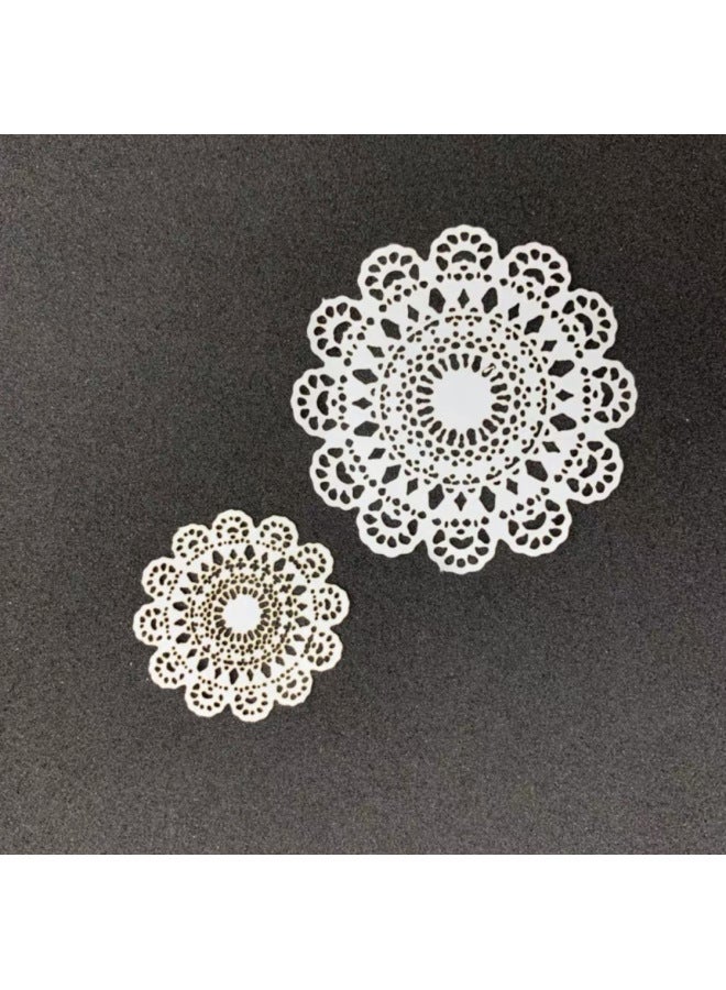 Doll House Cake Paper Pad Food Play Hand Account Decoration Mini Lace Paper Retro Hollow Paper Lace Paper Props Decoration-Color:No. 5 Large And Small  - Image 1