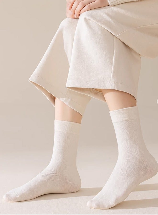 Five pairs of socks for women in autumn and winter, solid color cotton socks, simple mid tube socks, you deserve to have  - Image 3