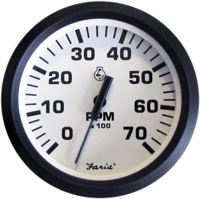 Faria Beede Instruments 32905 Euro Tachometer 7 Gauge All Outboard - White, 4" - Image 1
