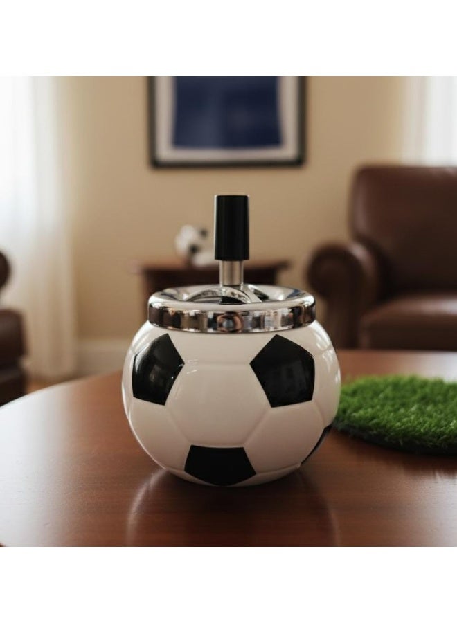 AKDC Ceramic Ball Shape Ashtray with Spring Top – Creative Round Design Ideal for Modern Home or Office Décor - Image 1