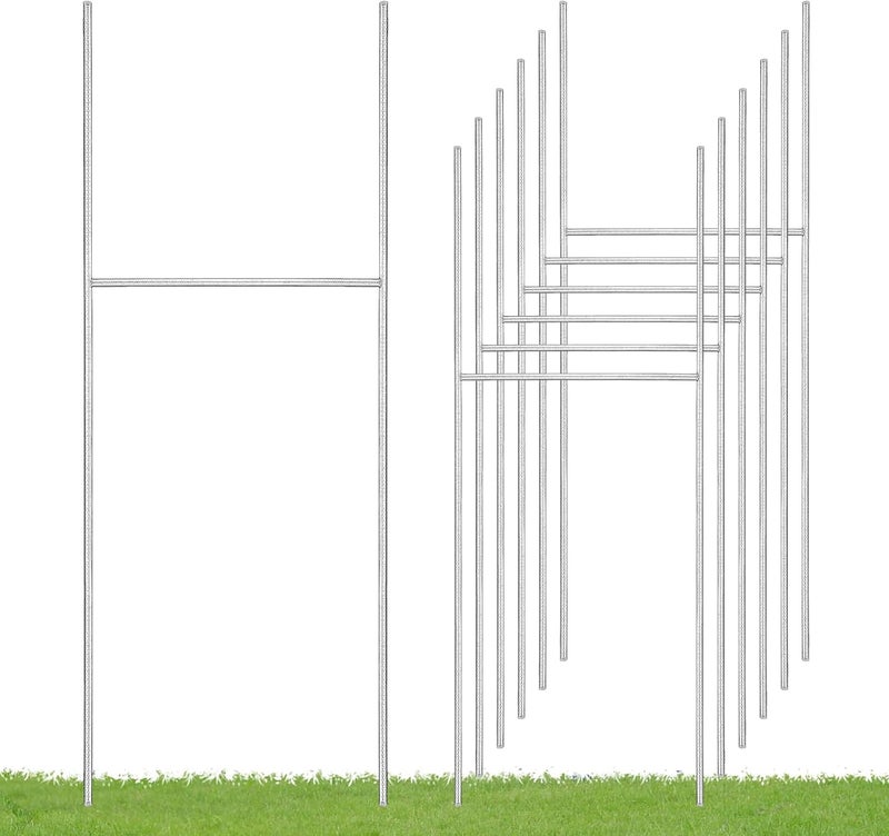 FAAYUCK 6 Pack Yard Sign Stakes, 17X6 INCH H Frames Yard Stakes for Signs for Ground Outdoor, Metal Yard Sign Holder for Corrugated Plastic Sign, Blank Lawn Sign, Estate Garage Sale - Image 1