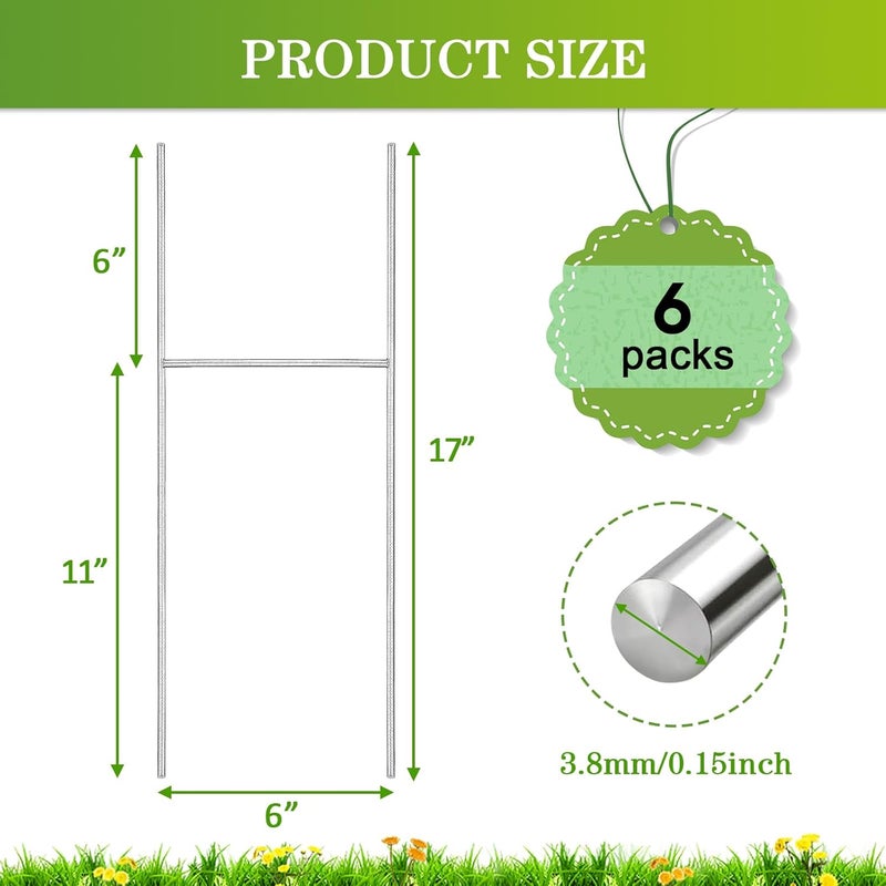 FAAYUCK 6 Pack Yard Sign Stakes, 17X6 INCH H Frames Yard Stakes for Signs for Ground Outdoor, Metal Yard Sign Holder for Corrugated Plastic Sign, Blank Lawn Sign, Estate Garage Sale - Image 2
