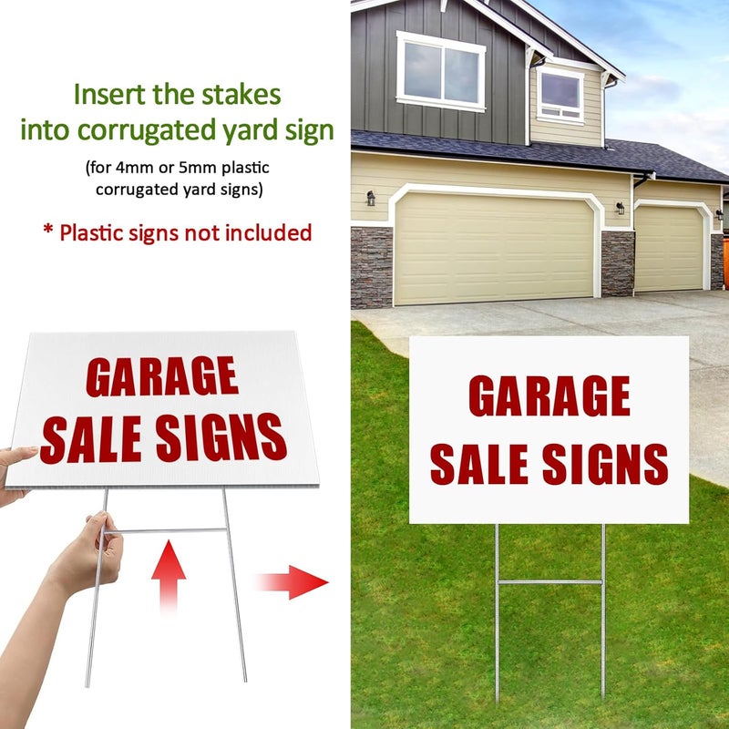 FAAYUCK 6 Pack Yard Sign Stakes, 17X6 INCH H Frames Yard Stakes for Signs for Ground Outdoor, Metal Yard Sign Holder for Corrugated Plastic Sign, Blank Lawn Sign, Estate Garage Sale - Image 4