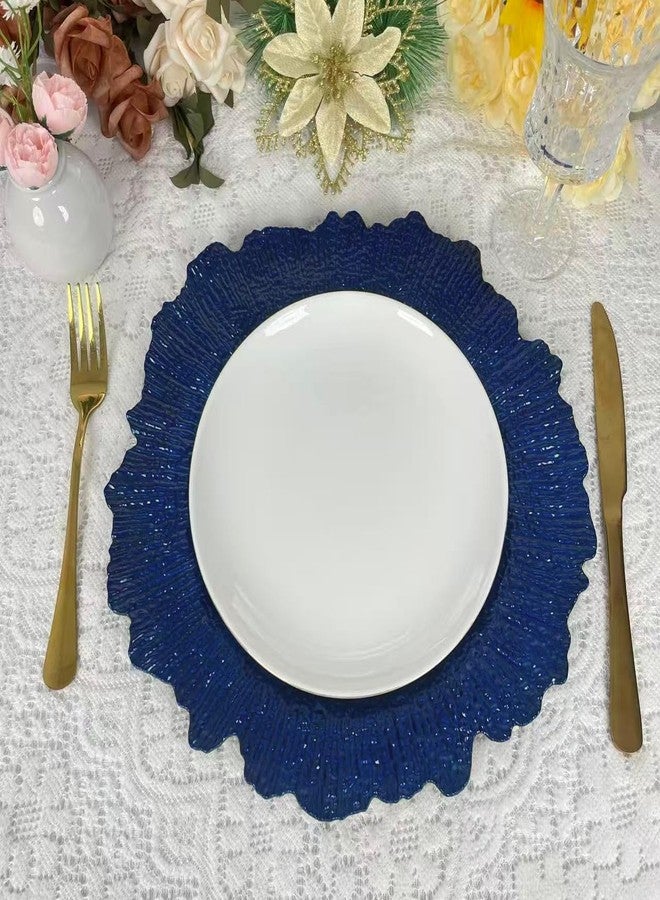 DaCakeWS 13 Inch 12pcs Reef Charger Plates – Elegant Decorative Dinner Plates for Wedding, Holiday Parties, and Formal Dining–Stylish Table Decor for Festive Celebrations (Blue-12XH) - Image 3