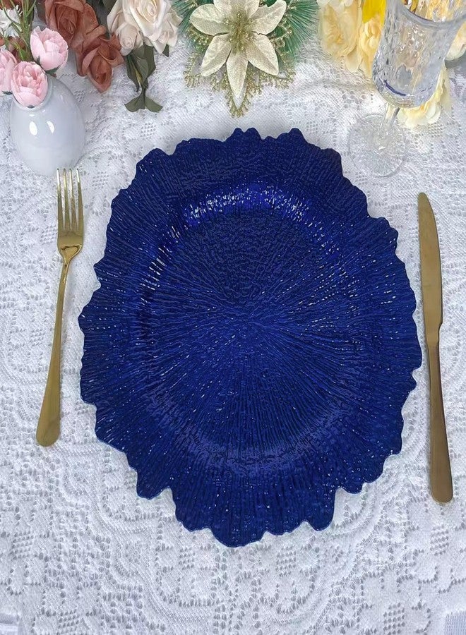 DaCakeWS 13 Inch 12pcs Reef Charger Plates – Elegant Decorative Dinner Plates for Wedding, Holiday Parties, and Formal Dining–Stylish Table Decor for Festive Celebrations (Blue-12XH) - Image 2
