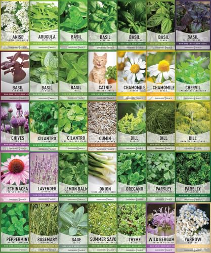 Gardeners Basics 35 Medicinal & Culinary Herb Seeds Variety Pack – Heirloom Non-GMO Garden Kit for Indoor, Outdoor, or Greenhouse Growing – Apothecary, Tea & Cooking Herbs – Premium Gift for Gardeners & Homesteaders - Image 1