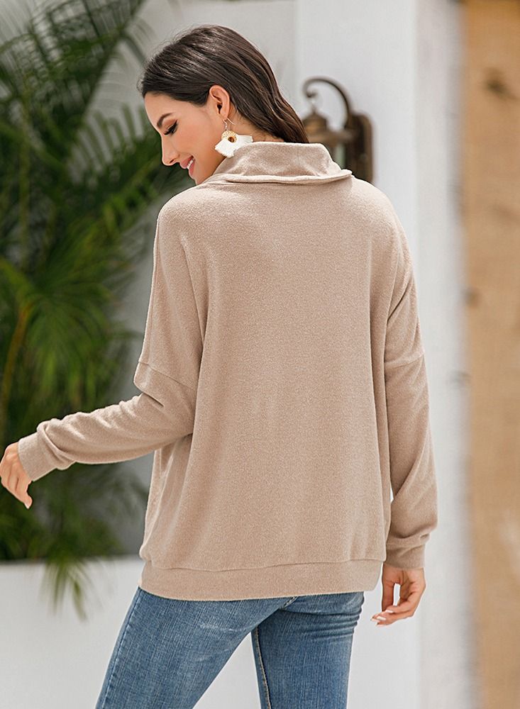 Loquat Loose Long Sleeve Solid Cashmere Pullover - Image 2