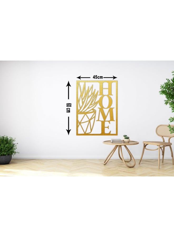 هوم جاليري كلمة المنزل مع فن جداري خشبي من نباتات العصارية - Image 1