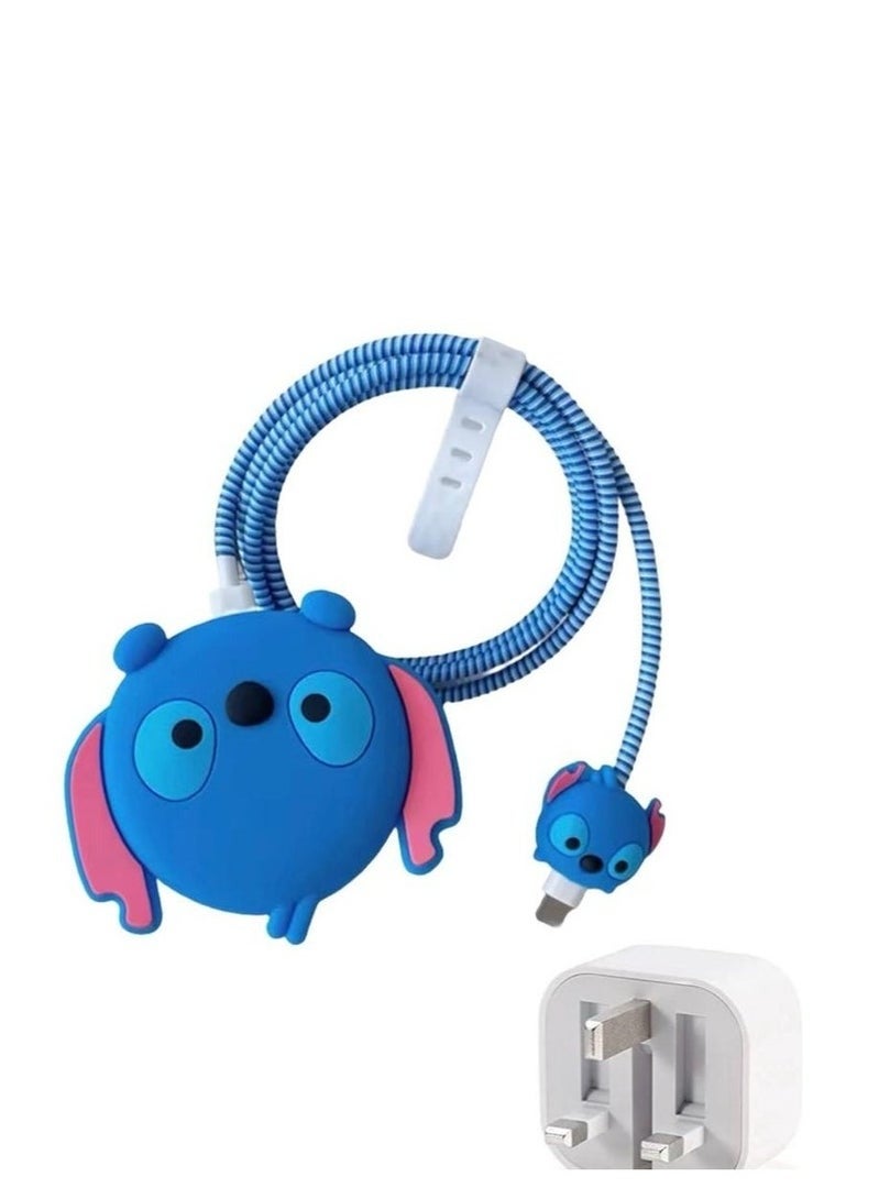 ستيتش واقي شاحن بتقنية ثلاثي الابعاد من سلسلة كارتون نحيف متوافق مع اجهزة الايفون 18 وات 20 وات حامي غطاء واقي لكيبل شحن سريع غطاء واقي لكيبل بيانات - Image 1