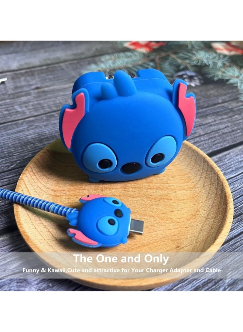 ستيتش واقي شاحن بتقنية ثلاثي الابعاد من سلسلة كارتون نحيف متوافق مع اجهزة الايفون 18 وات 20 وات حامي غطاء واقي لكيبل شحن سريع غطاء واقي لكيبل بيانات - Image 2