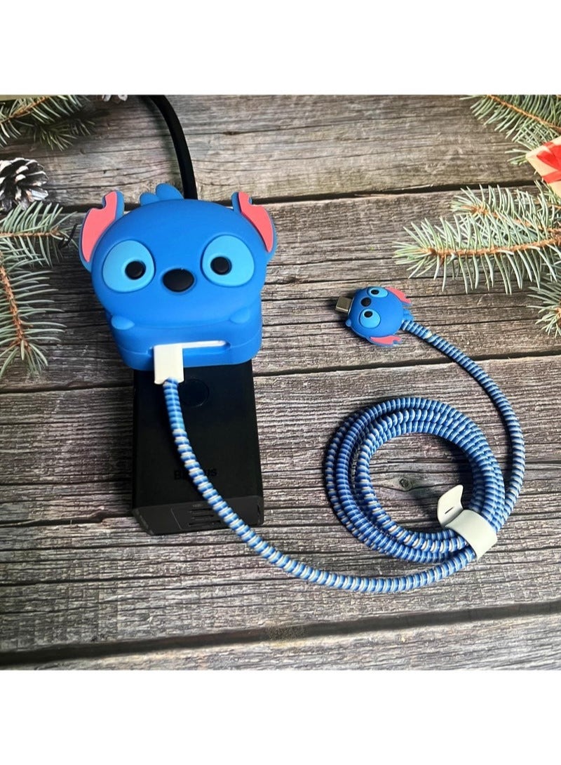 ستيتش واقي شاحن بتقنية ثلاثي الابعاد من سلسلة كارتون نحيف متوافق مع اجهزة الايفون 18 وات 20 وات حامي غطاء واقي لكيبل شحن سريع غطاء واقي لكيبل بيانات - Image 4