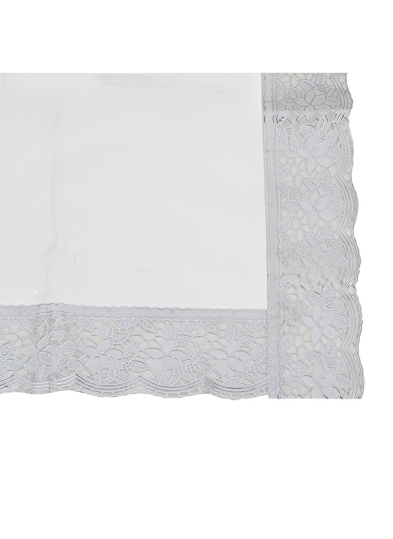 Nav Enterprises 8 Seater Rectangular Table Cover WxL 60x108 Inches with Silver Lace