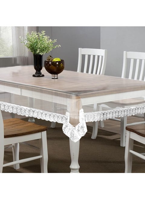 Nav Enterprises 8 Seater Rectangular Table Cover WxL 60x108 Inches with Silver Lace