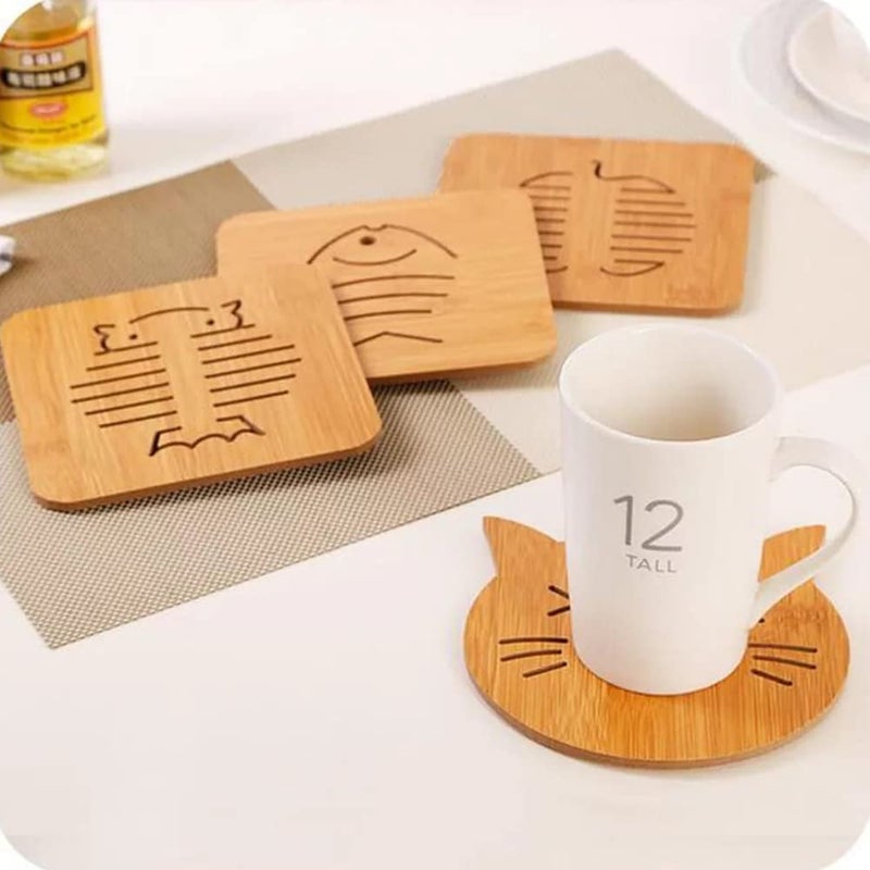 pepplo Wooden Coasters for Drinks, Natural Wood Coaster Set for Drink Glasses, Tabletop Protection for Any Table Type 14Cm (Random Pattern, Set of 9) - Image 3