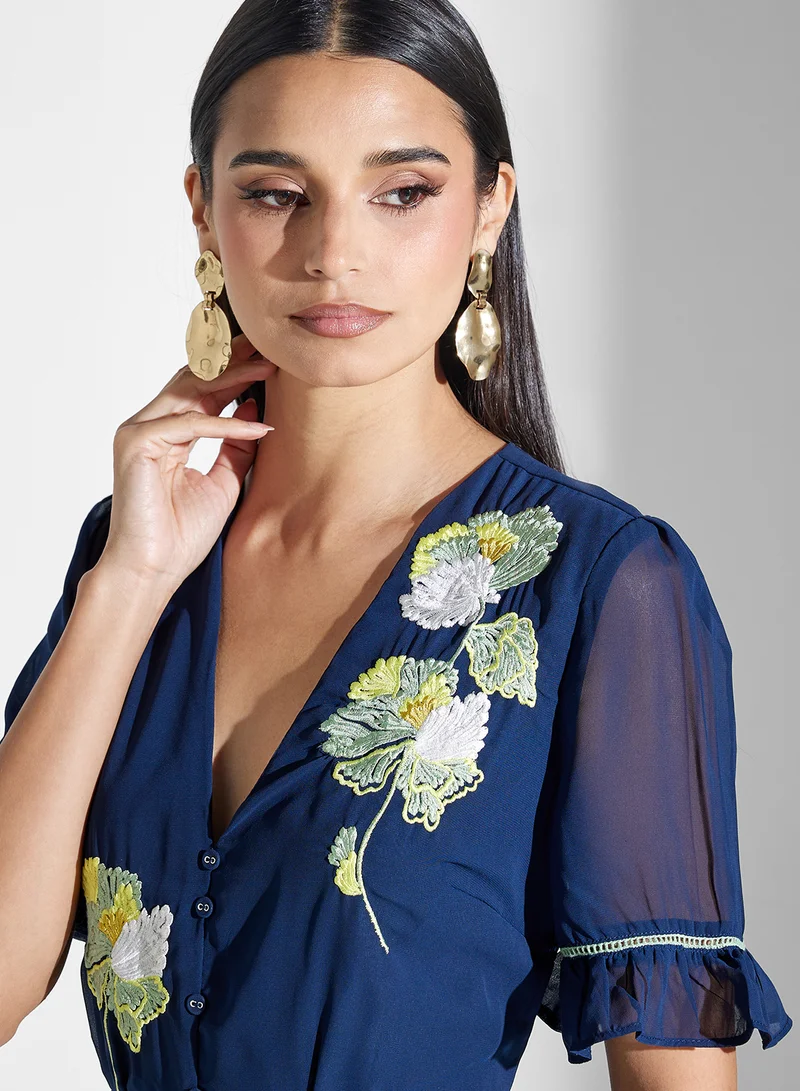 Hope & Ivy Floral Chiffon Dress