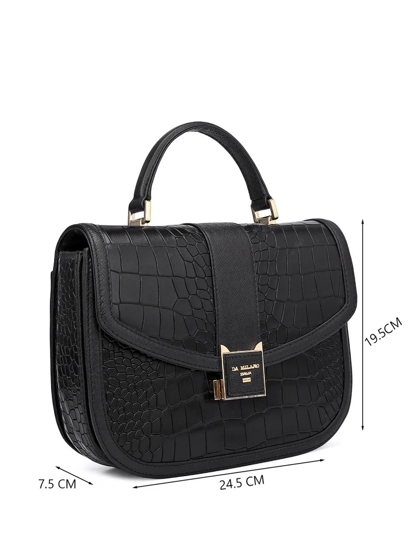 Da Milano Da Milano Genuine Leather Black Satchel Bag
