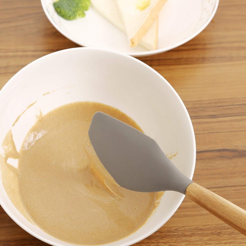 Kienlix Silicone Cooking Utensils Set Safety Food Grade Silicone BPA Free NonStick Silicone Utensil Set Wooden HandleHeat Resistant Silicone Kitchen Utensils Set - Image 4