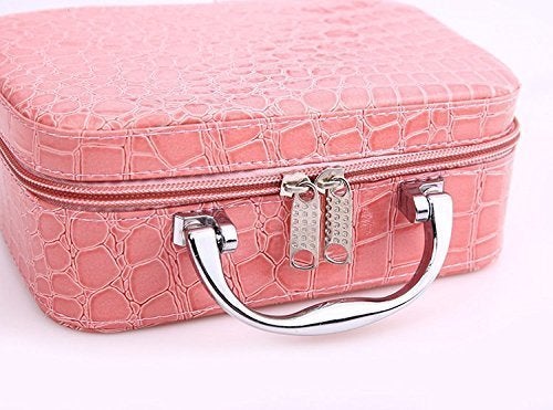 SEASPIRIT Makeup Box by Seaspirit Cosmetic Box Makeup Storage Bag Toiletry Box Organizer with Magnifying Compact Makeup Mirror MultiColour - Image 2