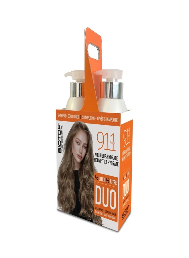 Biotop Professional 911 Quinoa Nourishing & Hydrating Duo - 911 Quinoa Shampoo (16.9 oz) & 911 Conditioner (16.9 oz) for Dry, Damaged Hair - Formula with Quinoa, Argan & Macadamia Oil (2 Piece Kit) - Image 1