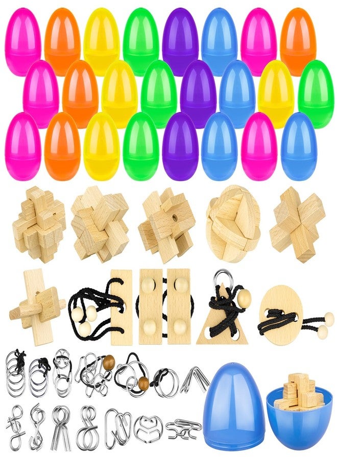 Gosodeny 24 Pack Prefilled Easter Eggs with Brain Teaser Puzzles Toys Easters Egg Fillers Basket Stuffers Easter Eggs Hunt Game for Party Favors Gifts for Classroom Prize Supplies - Image 1