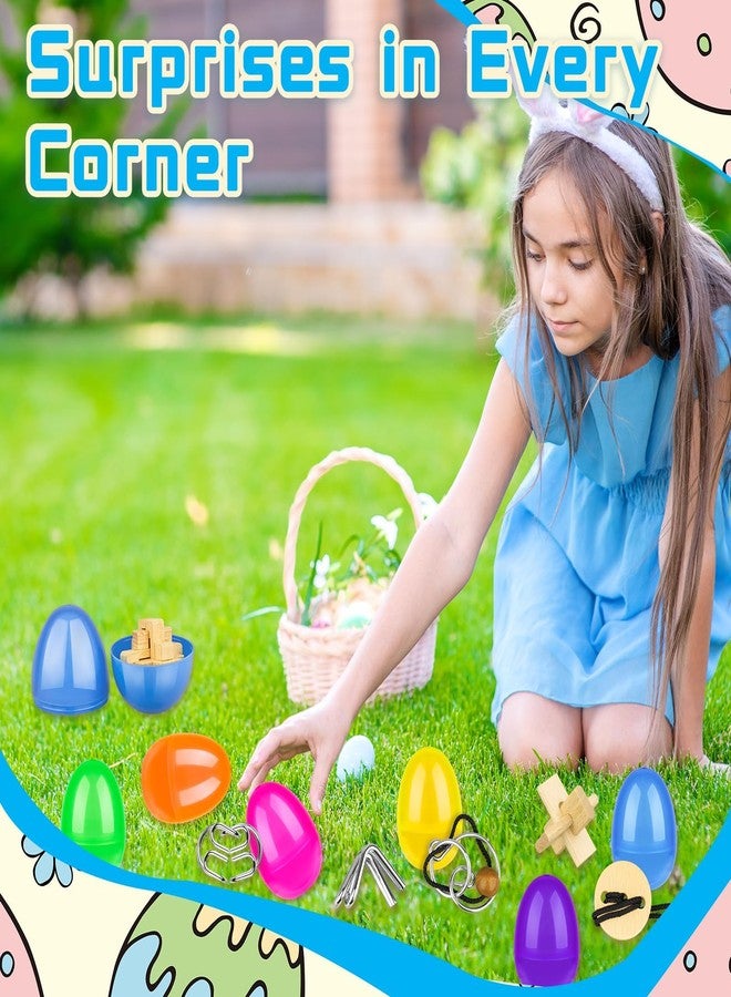 Gosodeny 24 Pack Prefilled Easter Eggs with Brain Teaser Puzzles Toys Easters Egg Fillers Basket Stuffers Easter Eggs Hunt Game for Party Favors Gifts for Classroom Prize Supplies - Image 4