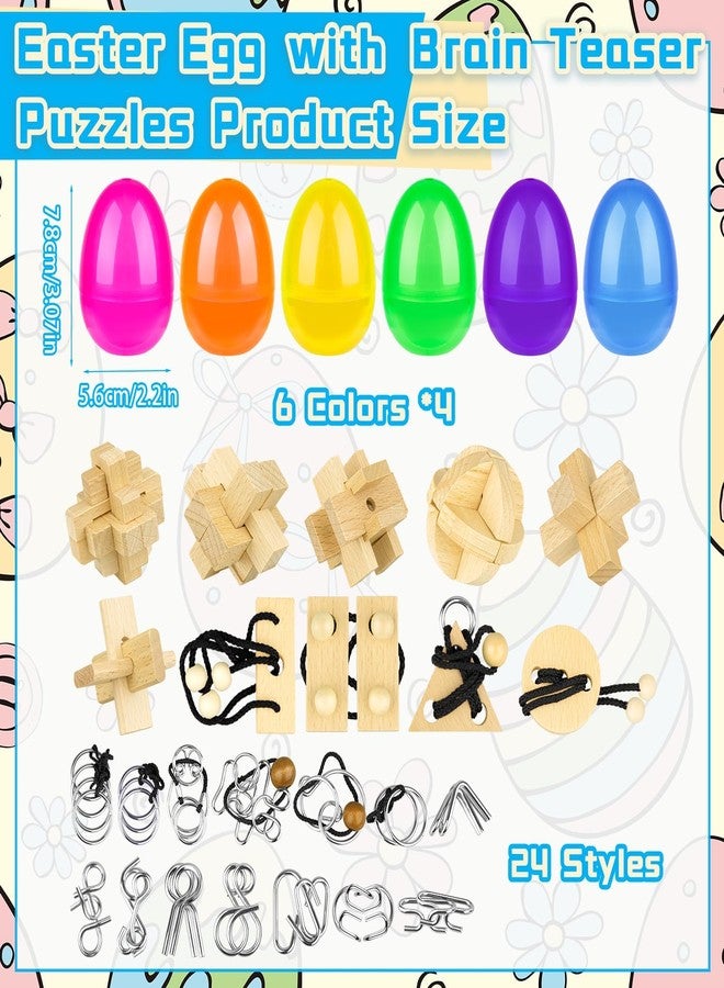 Gosodeny 24 Pack Prefilled Easter Eggs with Brain Teaser Puzzles Toys Easters Egg Fillers Basket Stuffers Easter Eggs Hunt Game for Party Favors Gifts for Classroom Prize Supplies - Image 2