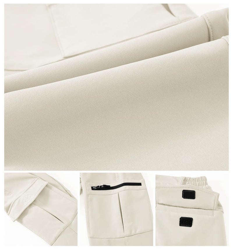Gopune Women's Snow Ski Waterproof Softshell Snowboard Pants Outdoor Hiking Fleece Lined (White,M) - Image 5