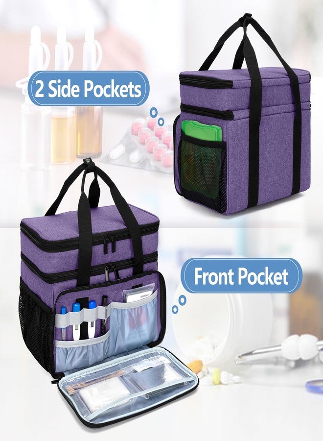 LUXJA 2 Layers Medicine Bag with Detachable Divider, Pill Bottle Organizer Suitable for Home or Travel Use, Purple - Image 5