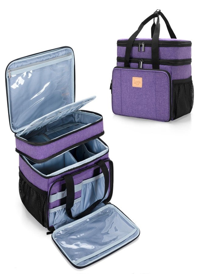 LUXJA 2 Layers Medicine Bag with Detachable Divider, Pill Bottle Organizer Suitable for Home or Travel Use, Purple - Image 1