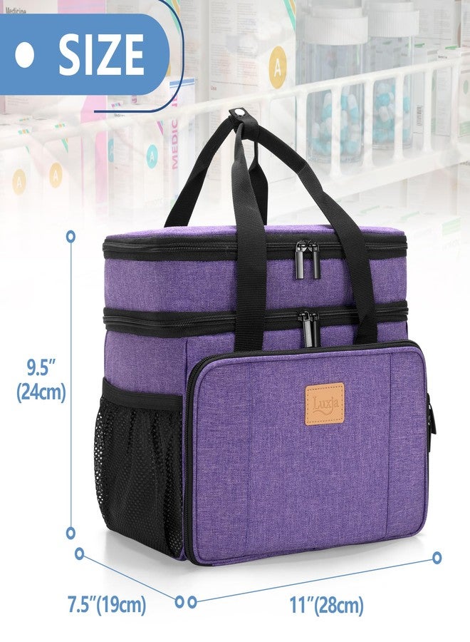 LUXJA 2 Layers Medicine Bag with Detachable Divider, Pill Bottle Organizer Suitable for Home or Travel Use, Purple - Image 4