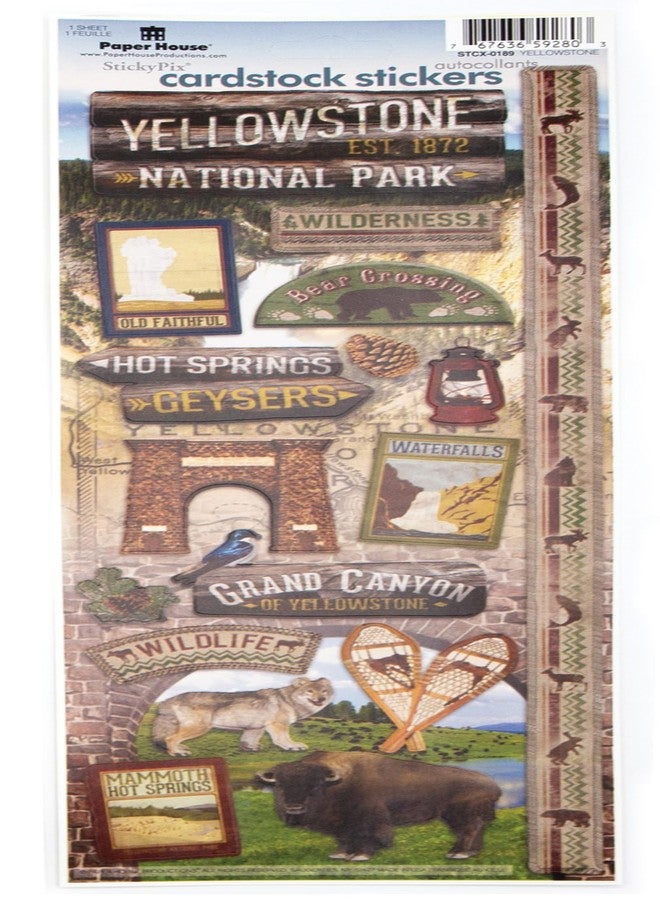 Paper House Productions Cardstock Sticker Sheet for Crafts, Scrapbooking & Collecting - Yellowstone Park - Image 1