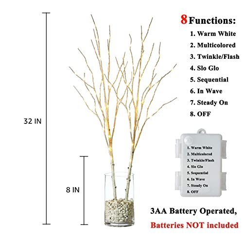 LITBLOOM Lighted Birch Branches Battery Operated with 8 Functions 30IN 100 Multi Color and Warm White Lights for Christmas Holiday Party Decoration Indoor Outdoor - Image 2