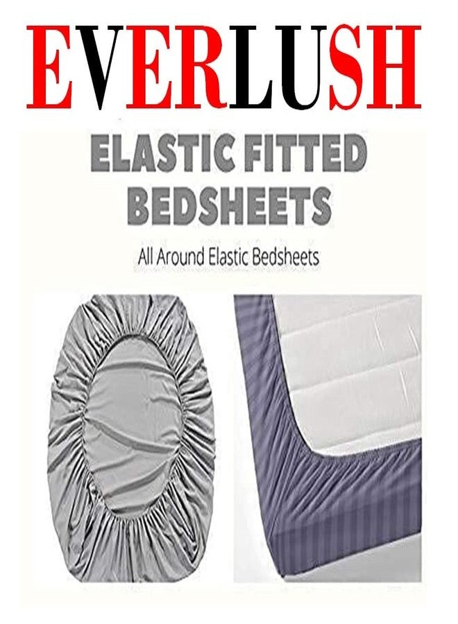 EVERLUSH Cotton Feel Glace Cotton 320 TC Elastic Fitted Floral Bedsheets King Size | Super Soft All Around Elastic Fitted Bedsheet for Double Bed King Size with 2 Pillow Covers (72x78x8 Inch) Multi - Image 3