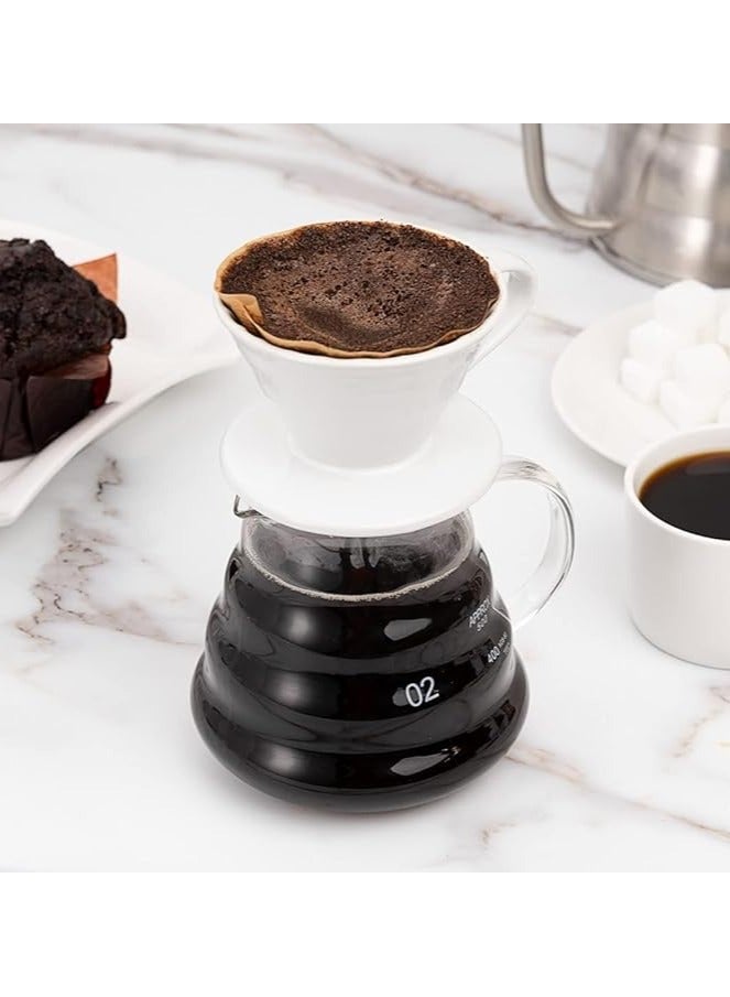 سيرفر ابريق تقديم القهوة زجاجي سعة 500 مل مقاوم للحرارة | إبريق قهوة زجاجي V60 | وعاء قهوة شفاف بالتنقيط مع غطاء (500 مل) - Image 3