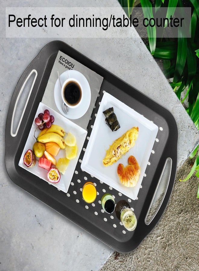 ECOIOU Larger Nonslip Food Serving Tray, 17.9'' x 12'' Grippy Handles Surface Bottom Design, Perfect Trays for Eating, Lap, TV, Couch, Black, Set of 2 - Image 5