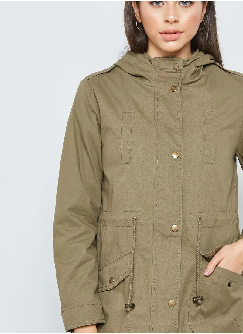 FOREVER 21 Drawstring Longline Jacket
