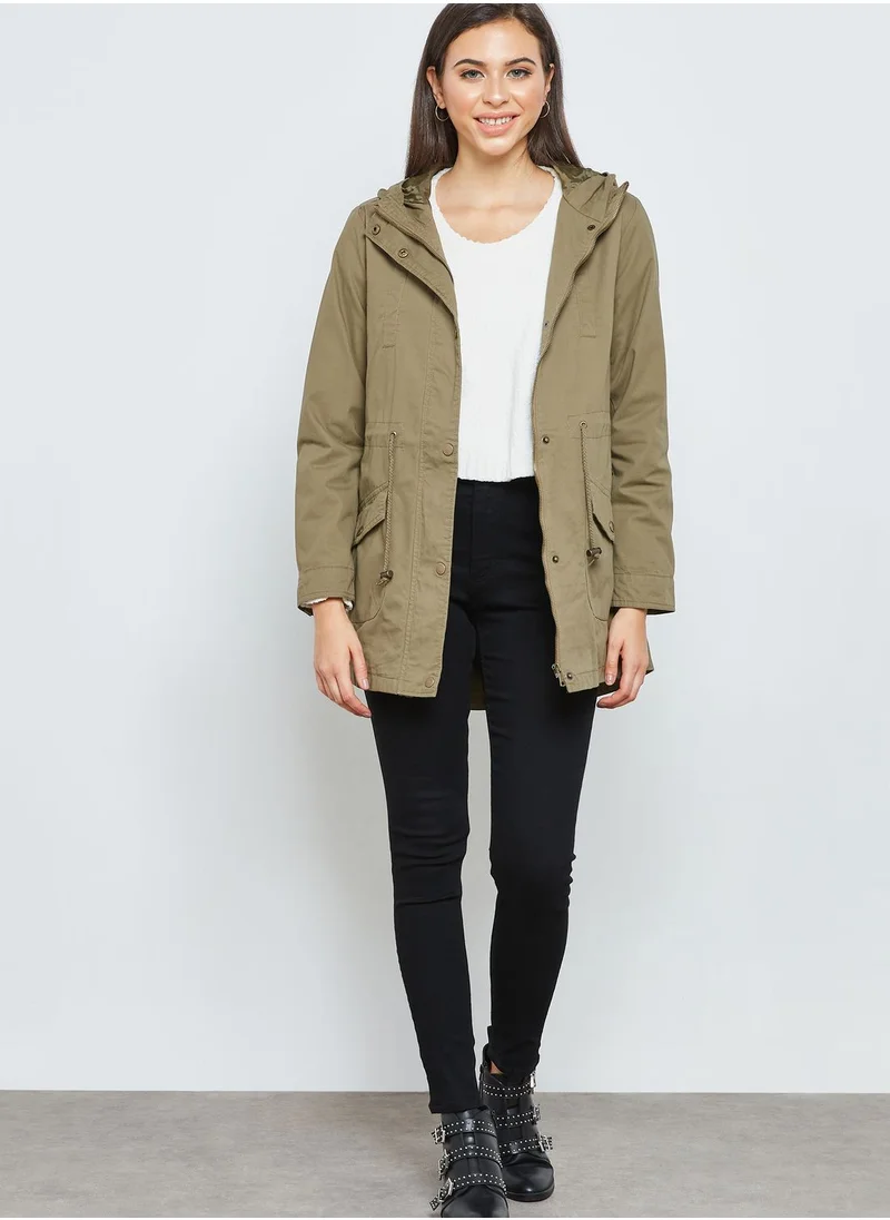 FOREVER 21 Drawstring Longline Jacket
