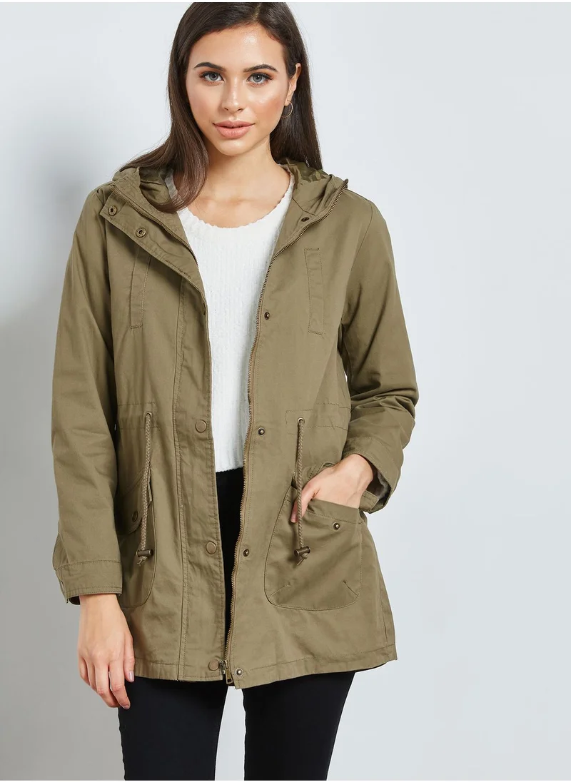 FOREVER 21 Drawstring Longline Jacket