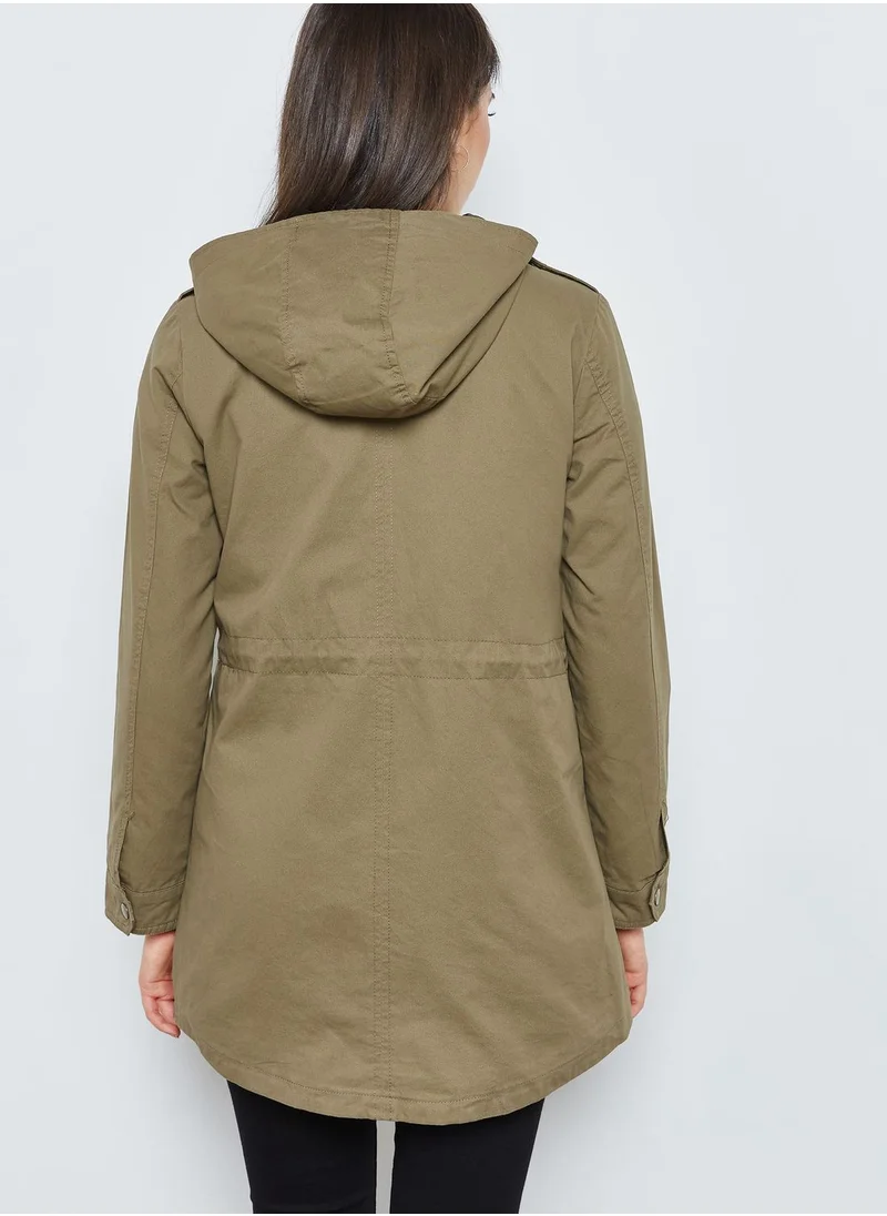 FOREVER 21 Drawstring Longline Jacket