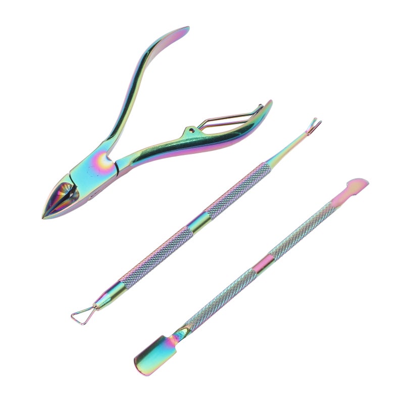 3pcs Cuticle Trimmer Set Stainless Steel Professional Nail Care Cuticle Pusher Scraper Set for Fingernails Toenails - Image 5