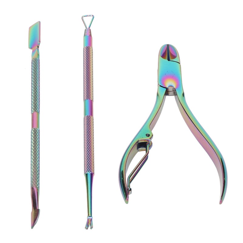 3pcs Cuticle Trimmer Set Stainless Steel Professional Nail Care Cuticle Pusher Scraper Set for Fingernails Toenails - Image 4